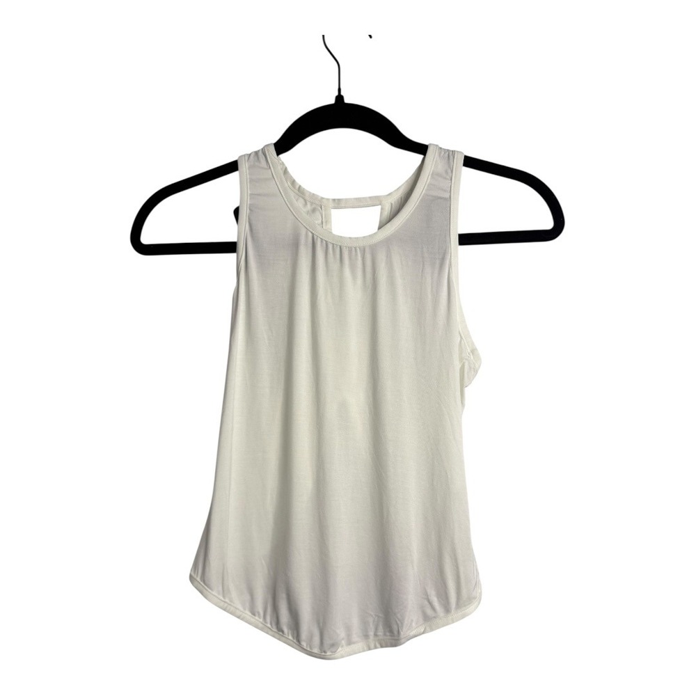 Halara Curved Hem Open Back‎ Sleeveless Tank Top in White XS NWT